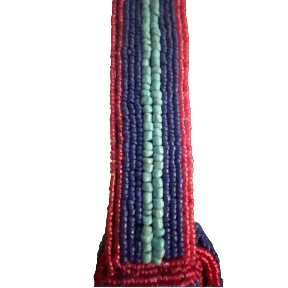 Floral Beaded Shoulder Bag Blue Pink Sequin Handcrafted Made in India NWT